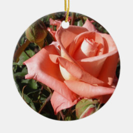 Adorno De Cerámica Rosa Rosa Melocotón