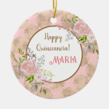 Rosa Rubor Quinceanera Ornament