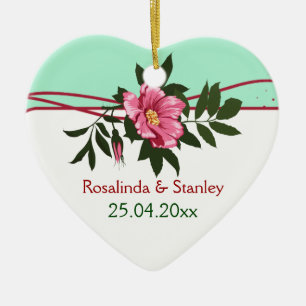 Adorno De Cerámica Rosa silvestre floral boda menta verde keepsake