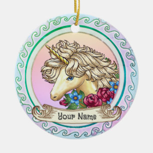 Adorno De Cerámica Rosa Unicornio 