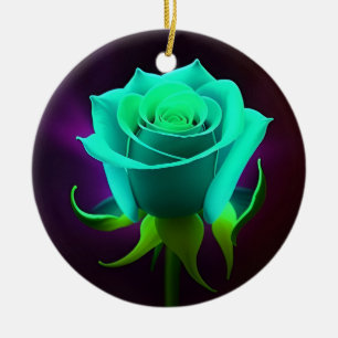 Adorno De Cerámica Rosa Verde Neón