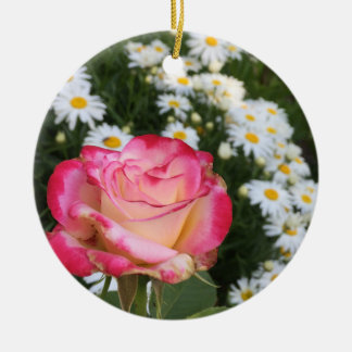 Adorno De Cerámica Rosa y Daisies