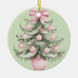 Adorno De Cerámica Rosa y Verde
