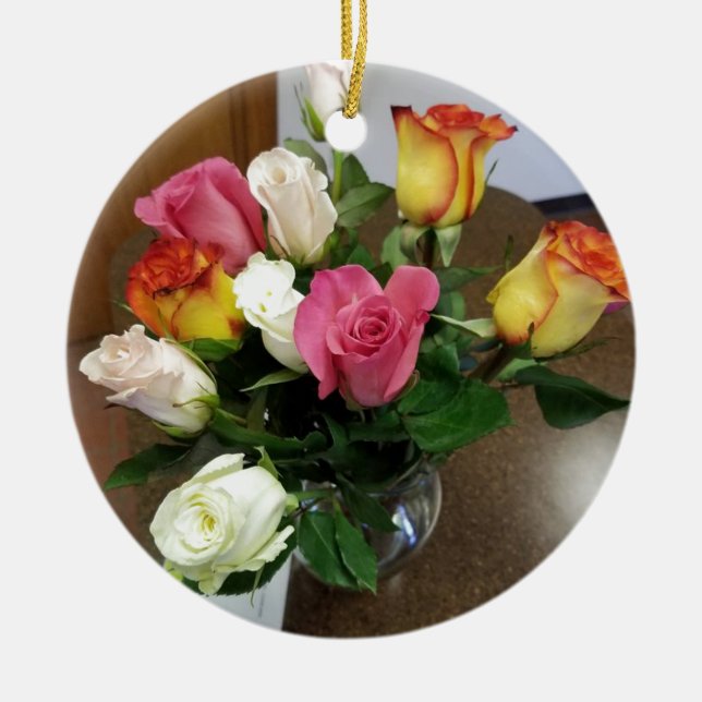 Adorno De Cerámica Rosas (Frente)