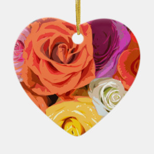 Adorno De Cerámica Rosas