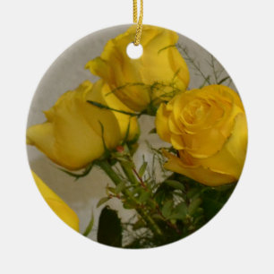 Adorno De Cerámica Rosas Amarillas