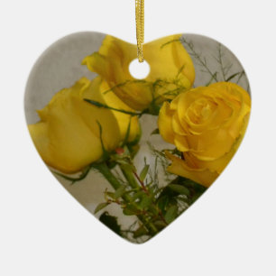 Adorno De Cerámica Rosas Amarillas