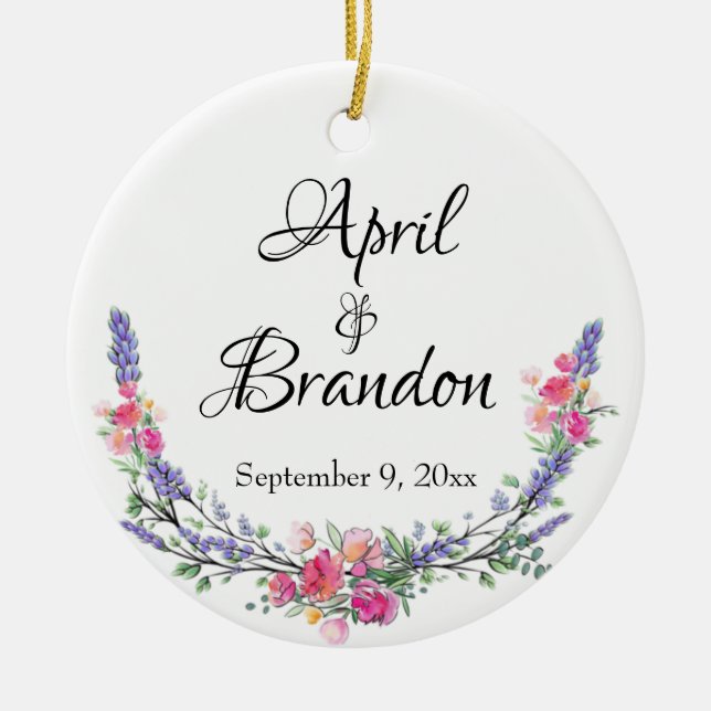 Adorno De Cerámica rosas amarillas de lavanda y eucalipto (Frente)