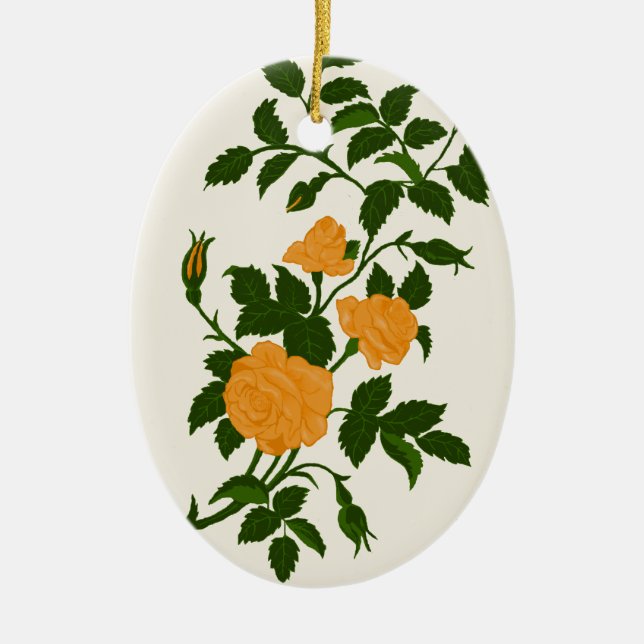 Adorno De Cerámica Rosas amarillos, personalizados detrás (Frente)