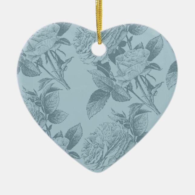 Adorno De Cerámica Rosas azules de época (Frente)