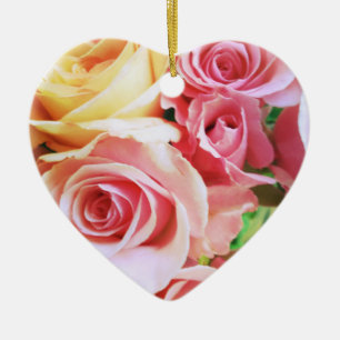 Adorno De Cerámica Rosas cierran el corazón