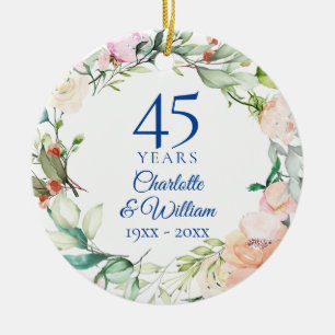 Adorno De Cerámica Rosas de acuarela Garland 45° Aniversario