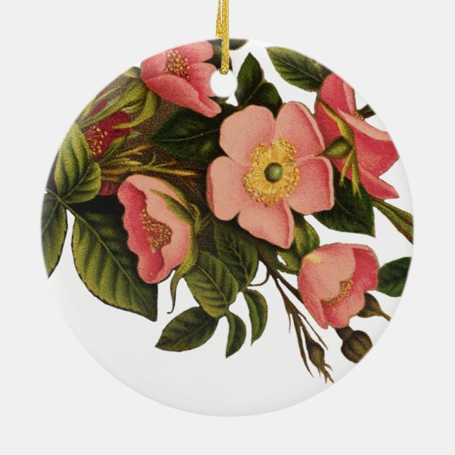 Adorno De Cerámica Rosas de época bello botánico rosado (Atrás)