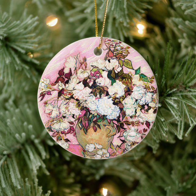 Adorno De Cerámica Rosas de época en un jarrón, Van Gogh (Árbol)