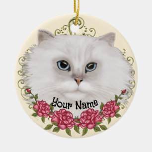 Adorno De Cerámica Rosas de gato persa
