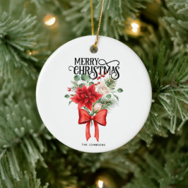 Adorno De Cerámica Rosas de Poinsettia Navidades Flores Bouquet