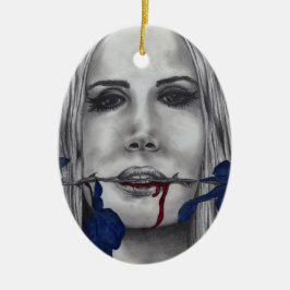 Adorno De Cerámica Rosas de Sangre Mujer Vampiro Retrato Arte Goth Sa