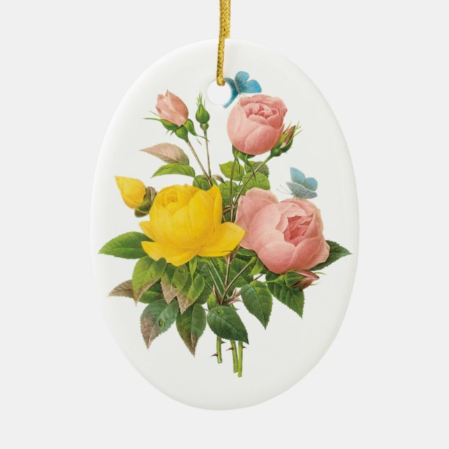 Adorno De Cerámica Rosas de té rosa amarillo persa de Redoute (Frente)