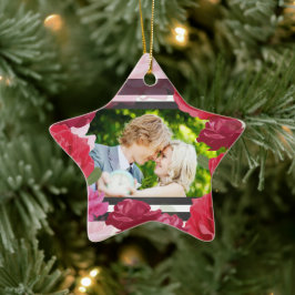 Adorno De Cerámica Rosas del Aniversario boda, franjas, foto Personal