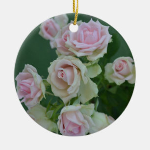 Adorno De Cerámica Rosas del jardín rosa pastel