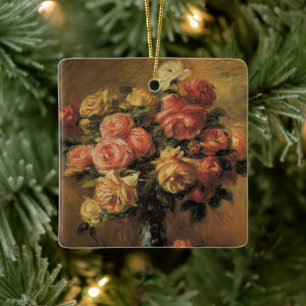 Adorno De Cerámica Rosas en un jarrón de Pierre Renoir, Arte fino vin