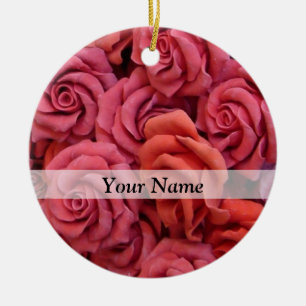 Adorno De Cerámica Rosas florales rosas