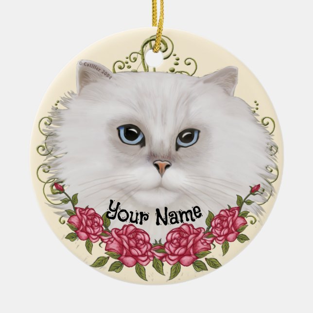 Adorno De Cerámica Rosas gatos persas (Frente)