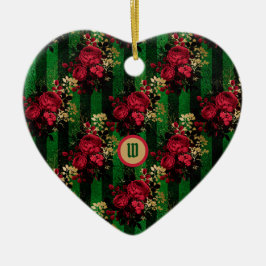 Adorno De Cerámica Rosas góticos y franjas con iniciales