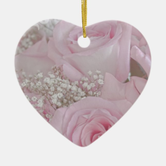 Adorno De Cerámica Rosas rosa blandas y aliento del bebé (Frente)