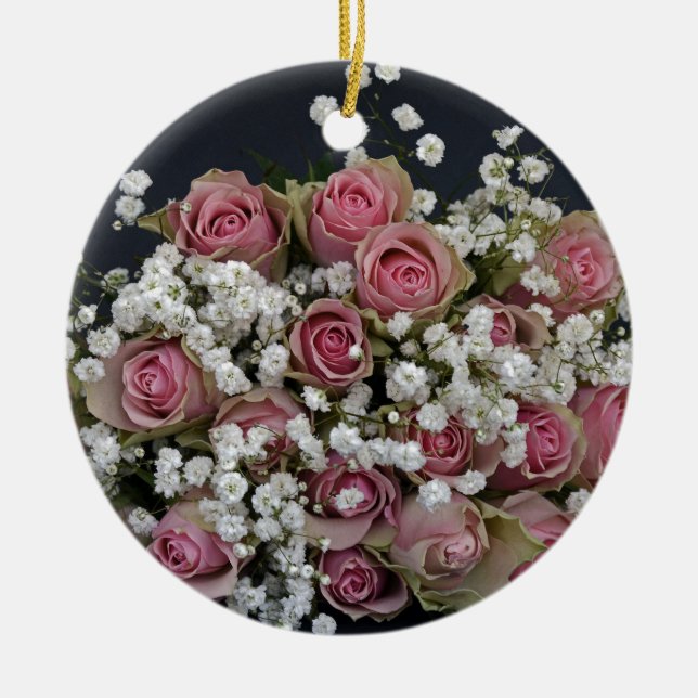 Adorno De Cerámica Rosas rosados de Rubor y la respiración del bebé (Frente)