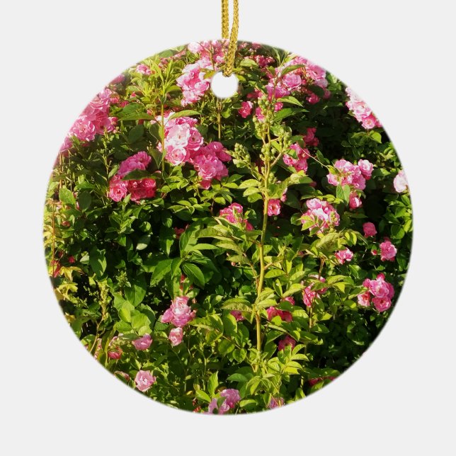 Adorno De Cerámica Rosas rosas rosas en flor (Frente)