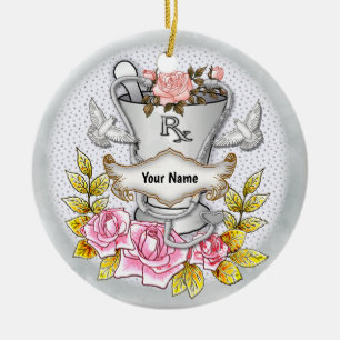 Adorno De Cerámica Rosas RX Mortar Pestle