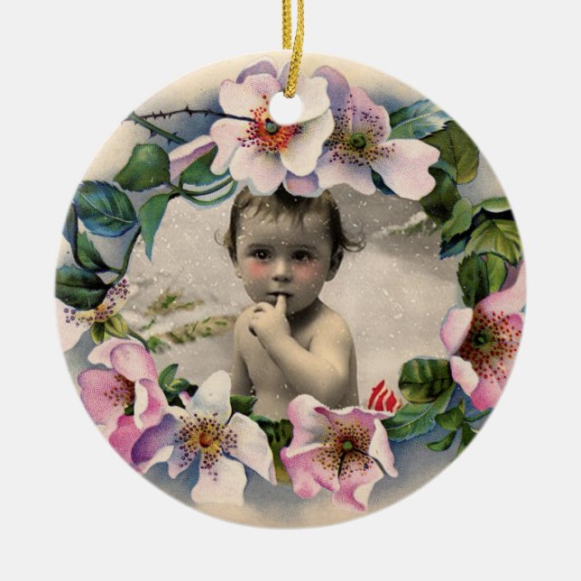 Adorno De Cerámica Rosas SALVAJES,PLANTILLA DE FOTOS DE BABY SHOWER D (Frente)