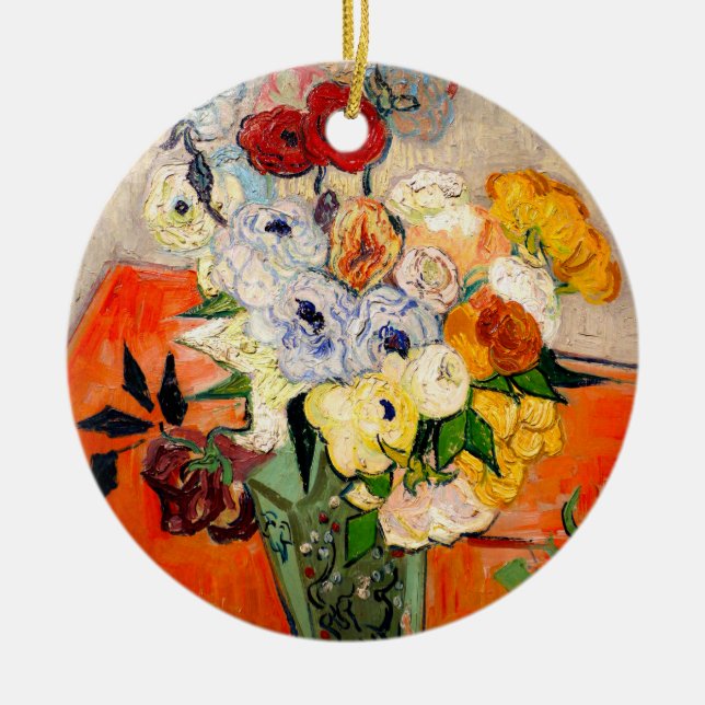 Adorno De Cerámica Rosas Van Gogh y Anemones (Frente)