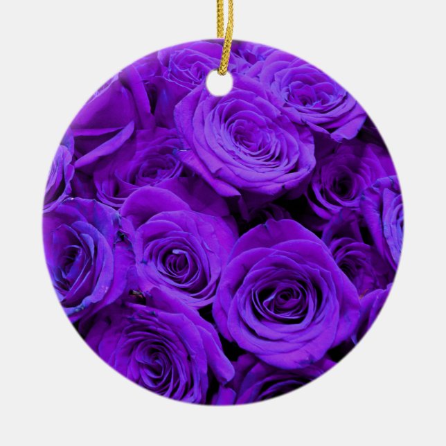 Adorno De Cerámica rosas violeta romántico violeta, ramo de rosa boni (Frente)