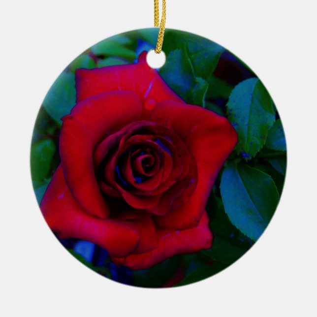 Adorno De Cerámica Roses rojos con tonos azules (Frente)