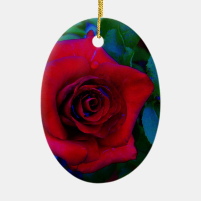 Adorno De Cerámica Roses rojos con tonos azules (Frente)