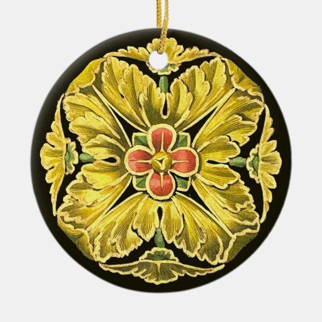 Adorno De Cerámica Rosette arquitectónico antiguo n.º 3 (Frente)