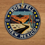 Adorno De Cerámica Roswell New Mexico Retro UFO Terrain<br><div class="desc">Diseño para todos los fanaticos del fenomeno ovni y de los lugares magicos donde ha ocurrido este tipo de fenomenos! . Roswell es popularmente conocido por el incidente ovni de Roswell de 1947. La investigación y recuperación de los desechos fue manejada por el Ejército de Aire de Campo Roswell. Este...</div>