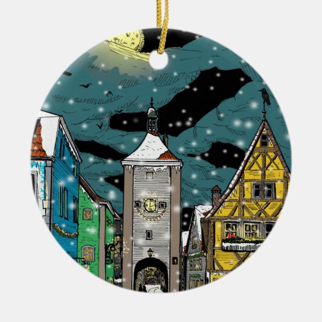 Adorno De Cerámica Rothenburg ob der Tauber Germany en Navidades (Frente)