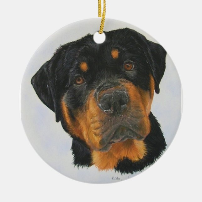 Adorno De Cerámica Rottweiler (Frente)