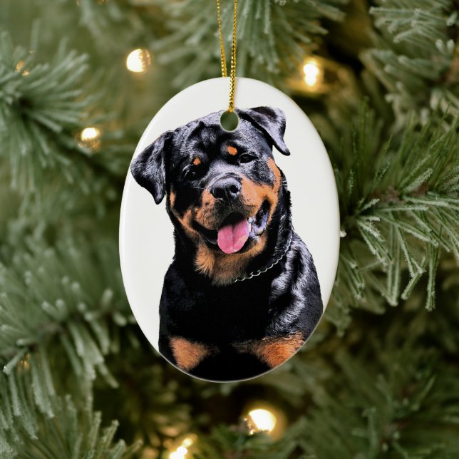 Adorno De Cerámica Rottweiler (Árbol)