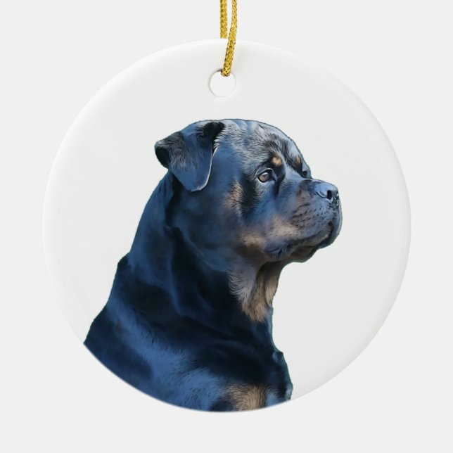 Adorno De Cerámica Rottweiler (Frente)