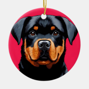 Adorno De Cerámica Rottweiler