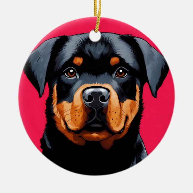 Adorno De Cerámica Rottweiler (Frente)