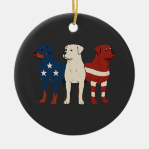 Adorno De Cerámica Rottweiler 4 de Julio Amante de los Perros Hombres