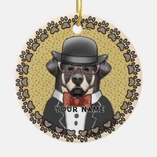 Adorno De Cerámica Rottweiler con gafas