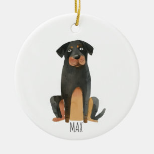 Adorno De Cerámica Rottweiler Dog