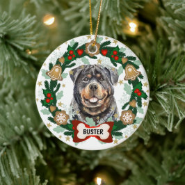 Adorno De Cerámica Rottweiler Dog Navidades Dog Cookie Wreath