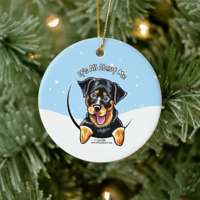 Adorno De Cerámica Rottweiler es todo sobre mí Navidades (Árbol)